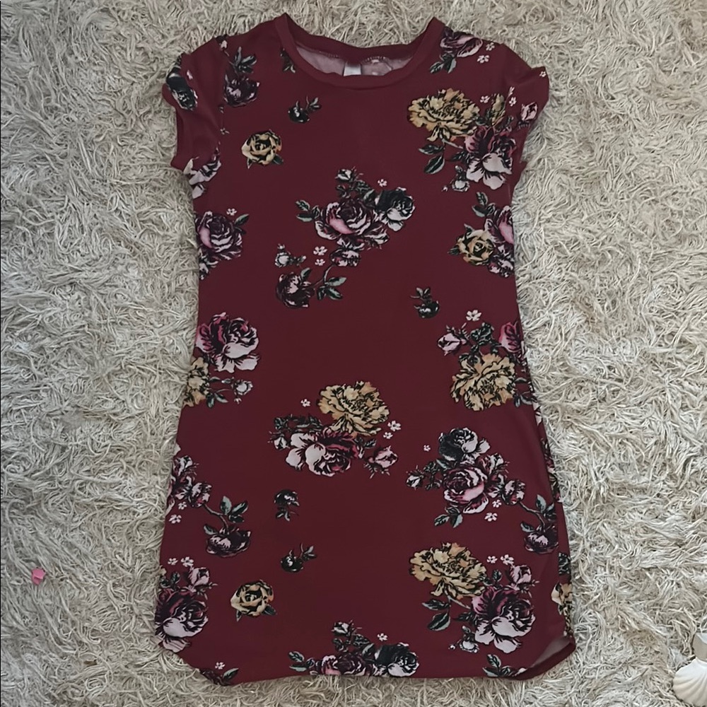 Floral Burgundy Dress